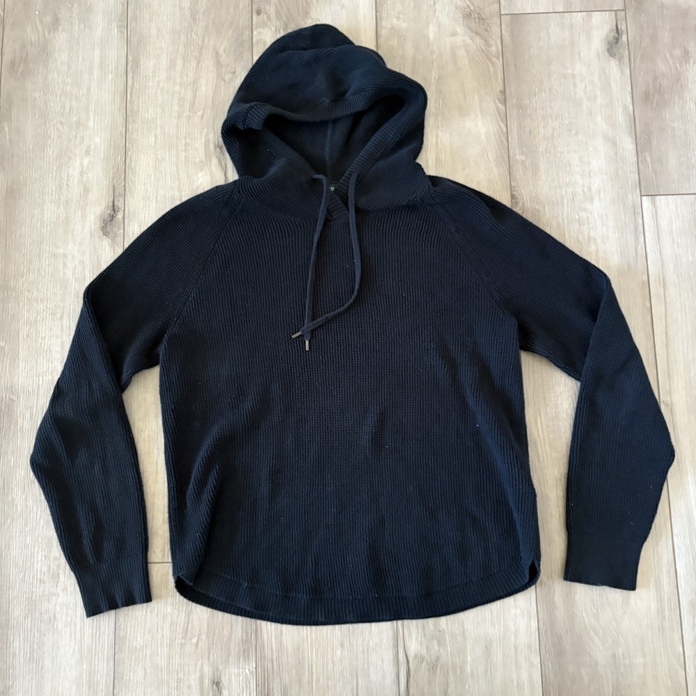 Lauren Ralph Lauren Waffle Knit Cotton Sweater Hoodie Size L Preppy Old Money
